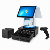 Máquina de liquidación de terminal de caja registradora, táctil, Pos, doble pantalla, venta de supermercado, comercial, cajero Pos