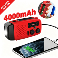 Radio Portátil OEM Personalizada con Certificación CE, AM FM WB, Meteorológica, de Emergencia, Solar, con Manivela, USB, Linterna Recargable de 4000mAh, Reproductor MP3