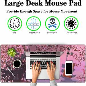 แผ่นรองเมาส์อนิเมะ XL ขนาดใหญ่ กันลื่น แบบกำหนดขนาดเอง ทำจากยาง ลายสี่เหลี่ยม สำหรับคีย์บอร์ด เล่นเกม ใช้ในสำนักงาน ขอบเย็บอย่างดี - Product Image 5