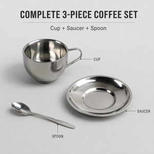 Wholesale Custom <strong>Coffee</strong> <strong>Mug</strong> <strong>Set</strong> with Saucer 304 Stainless Steel Korean Style for Cafe Hotel Office Business Promotional Gifts - Product Image 5