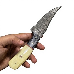 Couteau de camping à lame fixe en acier Damas avec manche en bois Pakka bleu 20 cm, couteau de survie DIY pour l'extérieur - Product Image 2