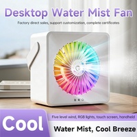 Ventilateur humidificateur silencieux de bureau avec lumière LED réglable, batterie rechargeable, USB, utilisation extérieure, brumisateur personnel, veilleuse pour chambre à coucher