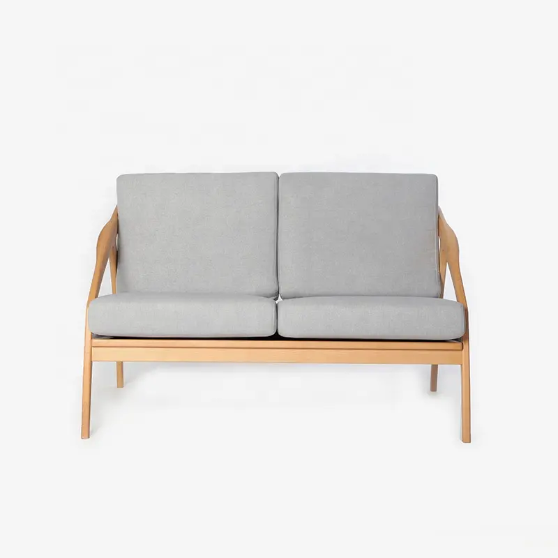 Modern stil küçük boy oturma odası loveseat katı ahşap yumuşak yastık dinlenme koltuğu (KS-94-2)