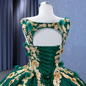 Robe de soirée formelle Jancember Rsm231050, robe de bal, robe de mariée, avec fleurs vertes scintillantes - Product Image 4
