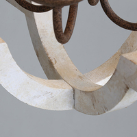 Lustre en bois de style campagnard à 4 lumières, lanterne géométrique blanche vieillie, suspension pour salle à manger, îlot de cuisine, entrée