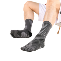 Chaussettes de sport pour hommes, mi-mollet, antidérapantes, à cinq doigts, pour marathon en plein air, séchage rapide
