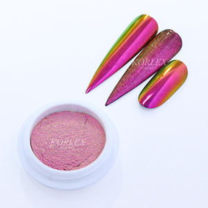 Pó de Pigmento Cromado Efeito Espelho Mágico Aurora Perolado Holográfico Cor Arco-Íris para Arte de Unhas e Esmalte em Tom Caramelo - Product Image 3