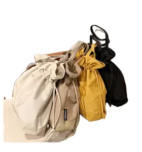 New style Fashion Soft Wrinkled Shoulder Bag Women Ins Handbag Crossbody Purses lazy nylon leather ladies Drawstring Bucket Bag