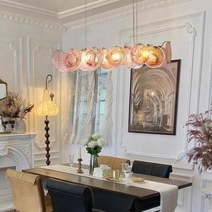 Lustre de salon français de luxe médiéval et romantique en verre rose, lumière chaude pour chambre à coucher, <span class=keywords><strong>suspension</strong></span> principale - Product Image 3