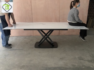 Beliebtester Hochwertiger <span class=keywords><strong>CARBERRY</strong></span> Ausziehbarer Metall-Esstisch Gesinterte Steinplatte Modernes Design Rechteckige Form für Zuhause - Product Image 5