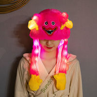 Sombrero de monstruo de oso brillante para Navidad, gorro de felpa con orejas parpadeantes Led, para saltar, para niños y adultos, vestido Pop-Up con orejas, para invierno
