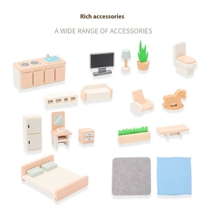 บ้านตุ๊กตาไม้แบบอินเทอร์แอคทีฟสำหรับเด็ก เฟอร์นิเจอร์เล่นบทบาทสมมติ ของเล่นจำลองวิลล่าสำหรับเด็ก ประกอบเองได้ เสริมสร้างความสัมพันธ์ระหว่างพ่อแม่ลูก - Product Image 6