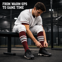 Chaussettes de baseball personnalisées OEM ODM, chaussettes montantes pour hommes et femmes, chaussettes de sport rayées pour équipes, vente en gros