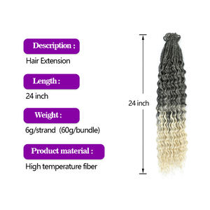 Shinein Boho Style Bouclés Synthétiques Dreadlock Boîte Tresses Ombre Blonde Double Extrémité Extensions de Cheveux avec Extrémités Bouclées - Product Image 2