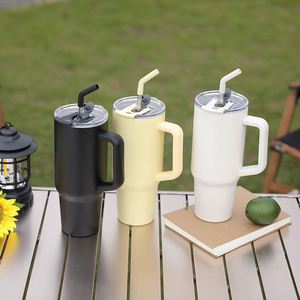 40oz 1200ml Stainless Steel Handle Car Double Drinking <b>Large</b> Capacity Household Insulated Water Tumbler <b>Cup</b> Mug with Straw - Product Image 3