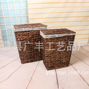 <b>Wicker</b> <b>Laundry</b> <b>Baskets</b> Rectangle Chocolate Color With Lids For <b>Laundry</b> Room Standing Type GF 24 - Product Image 1