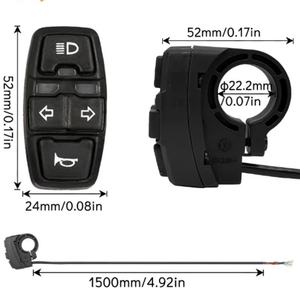 3-in-1 Electric Bike Scooter 36V 48V Horn Headlight Steering Switch DK336 Parts for Electric Bicycles - Product Image 3