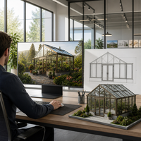 Véranda sur mesure en aluminium bronze champagne avec structure en verre, serre préfabriquée, jardin d'hiver avec verre trempé pour villa