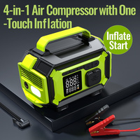 Démarreur portable 6-en-1 pour voiture, camion, moto avec batterie externe 1000A haute puissance, pompe à air, chargeur de batterie 12V et gonfleur