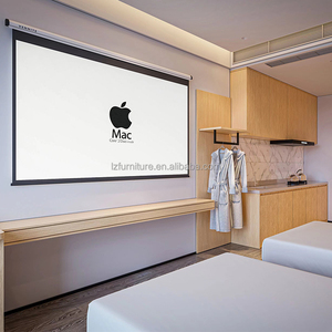 Juego de dormitorio doble moderno y económico para hotel con base de madera, cabecero tapizado y mesita de noche para proyectos comerciales de 3 estrellas - Product Image 4