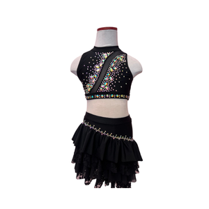 El vestido de ballet Black Glam está hecho de nailon y spandex, lo que le da flexibilidad y un brillo lujoso para tu actuación de danza. - Product Image 2