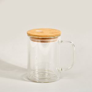 Groothandel Diy 15Oz Glazen Mok Dubbele Muur Sneeuwbol Tumbler Pre Drill Sublimatie Glazen Beker Met Bamboe Deksel En Stro - Product Image 6