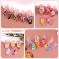 Personnalisé 20 pièces/sac, Décoration d'ongles en résine 3D souple non toxique, motifs fleurs colorées dégradées style océan, accessoires de manucure DIY