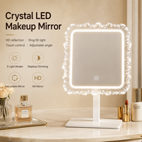 Miroir de maquillage LED de table, grand miroir de vanité avec éclairage, commande tactile, 3 couleurs réglables, cadre en acrylique