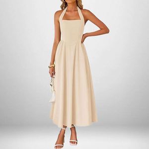 NY Spring 2026 New Style European Women's Fashionable Elegant Wide-Hung <strong>String</strong> Neckline Backless <strong>Dress</strong> - Product Image 1
