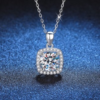 OUGEPHELI Moissanite Collier S925 925 Sterling Silver Princess Square GRA VVS D Couleur Pendentif Fine Jewelry for Women Lady