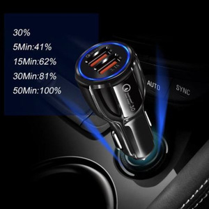 Chargeur de voiture QC3.0 à charge rapide 18W avec double port USB pour téléphone portable, adaptateur allume-cigare 12-24V - Product Image 3
