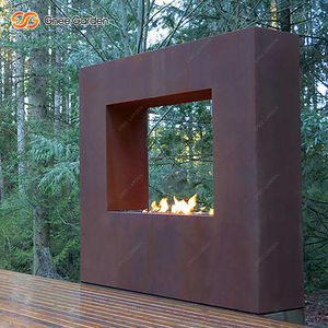 Foyer au gaz naturel en acier corten de style moderne, design carré, foyer extérieur sans fumée, foyer portable pour patio, cuisine en plein air - Product Image 4