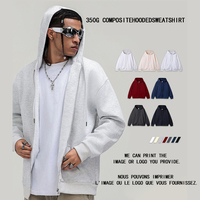 Sweat-shirt unisexe en coton pur 350G à capuche et fermeture éclair, coupe ample et tendance, personnalisable avec logo – Best-seller en Polynésie française