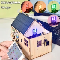 Kit Starter Rumah Pintar BSC Keyestudio Microbit Otomatisasi Proyek DIY Rumah Kayu Program Anak-Anak Panel Energi Surya