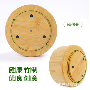 Bamboo <b>Rotating</b> Pen Holder Round 360 Degree <b>Desk</b> Organizer Natural Wood Color Multi Compartment Storage Box - Product Image 4