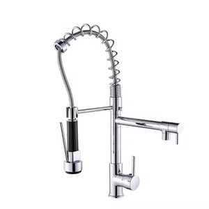 Grifo <span class=keywords><strong>de</strong></span> cocina comercial Premium, rociador extraíble con resorte, salida doble, cuerpo <span class=keywords><strong>de</strong></span> latón giratorio <span class=keywords><strong>de</strong></span> 360 °, varios acabados ofrecidos - Product Image 3