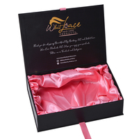 Perruque personnalisée en satin avec fermeture en ruban Boîte de rangement pour cadeau d'accessoires Gaufrage avec revêtement UV pour extensions de cheveux humains Paquets de cheveux tissés
