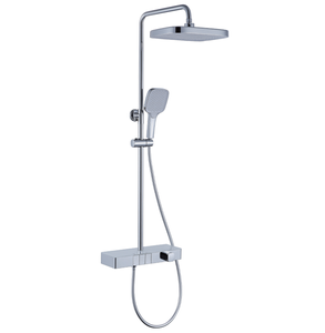 Ba-Chức Năng Nóng Và Lạnh Mưa Chrome Súng Màu Xám Vuông Massage Brass Phòng Tắm Treo Tường Đẩy Nút Tĩnh Nhiệt Vòi Hoa Sen Thiết Lập - Product Image 3