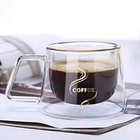 Tasse à café à double paroi, style européen, tasse à eau pour la maison, tasse en verre transparent résistant à la chaleur, mug pour latte et cappuccino