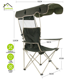 Chaise de camping pliable moderne en aluminium pour l'extérieur avec auvent amovible, légère et durable pour la plage, la terrasse et la pêche - Product Image 4