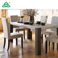 Ensemble de table à manger en bois 6 places, ensemble de table à manger de luxe moderne, table et chaises pour salle à manger, hôtel, restaurant, mobilier