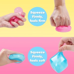 Cube anti-stress, balles anti-stress pour adultes et enfants, jouet sensoriel en forme de glaçon carré avec rembourrage rose et bleu - Product Image 4