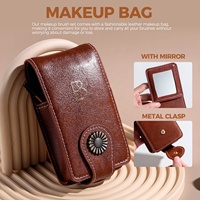 BS-MALL 10-teiliges Make-up-Reise-Pinselset mit individuellem Logo, kleine Größe, synthetische Gesichts-Kosmetikpinsel mit Pinseltasche