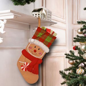 Calcetín Navideño con Diseño de Hombre de Jengibre, Tela a Cuadros, Bolsa de Regalo para Dulces, Decoración para Chimenea, Árbol de Navidad o Pared - Product Image 5