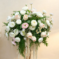 Boule de fleurs artificielles NINI en soie de haute qualité, vert printanier et blanc, pour centre de table de mariage ou d'hôtel