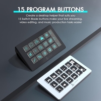AJAZZ AKP153 Controlador Stream Deck con 15 Teclas Macro Programables LCD, Panel de Teclas de Acceso Rápido con Cable Tipo-C para OBS, Twitch, YouTube y Transmisión en Vivo
