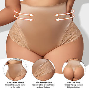 <span class=keywords><strong>Vita</strong></span> <span class=keywords><strong>alta</strong></span> taglie forti in pizzo Lifter di seta di ghiaccio <span class=keywords><strong>perizoma</strong></span> Shaper Shaper <span class=keywords><strong>donna</strong></span> di controllo della pancia Shapewear Shorts Enhancer mutandine - Product Image 2