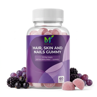 Gummies pour la croissance des cheveux OEM, 60 unités pour femmes et hommes - Gummies véganes pour les cheveux avec 5000 mcg de biotine - Vitamines capillaires pour des cheveux forts