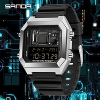 Sanda 6216 mode Quartz chronographe luxe 5ATM étanche poignet luxe alliage boîtier TPU bracelet hommes montres numériques Reloj Hombre