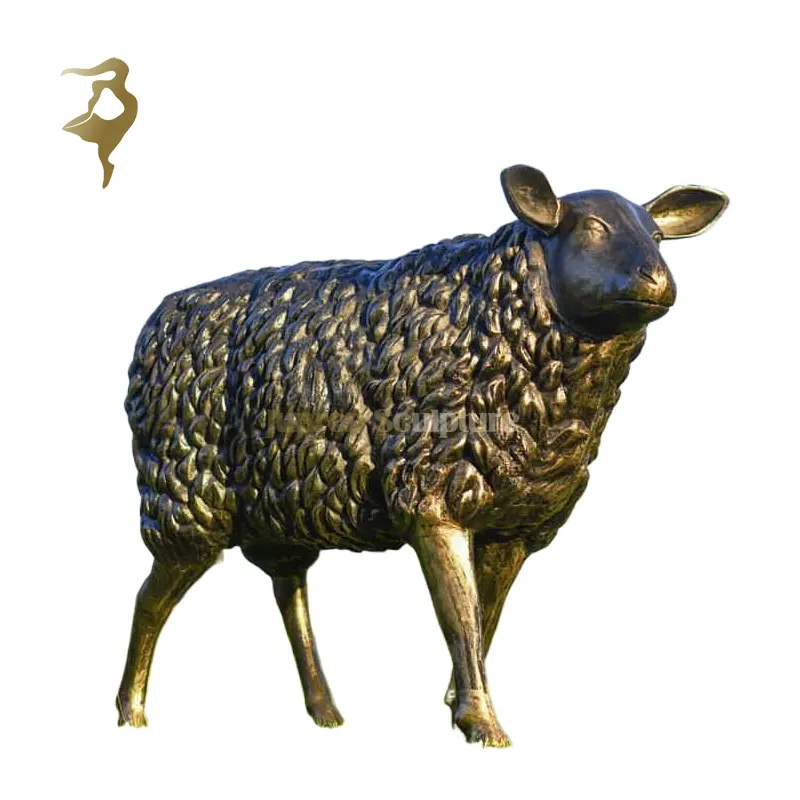 Animaux en métal grandeur nature ornements laiton cuivre statue bronze moutons sculptures